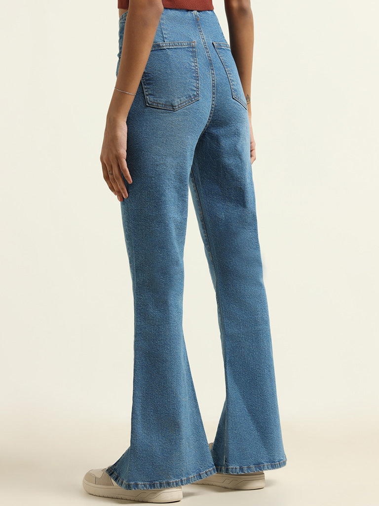 Nuon Blue Wide Leg - Fit Mid Rise Jeans