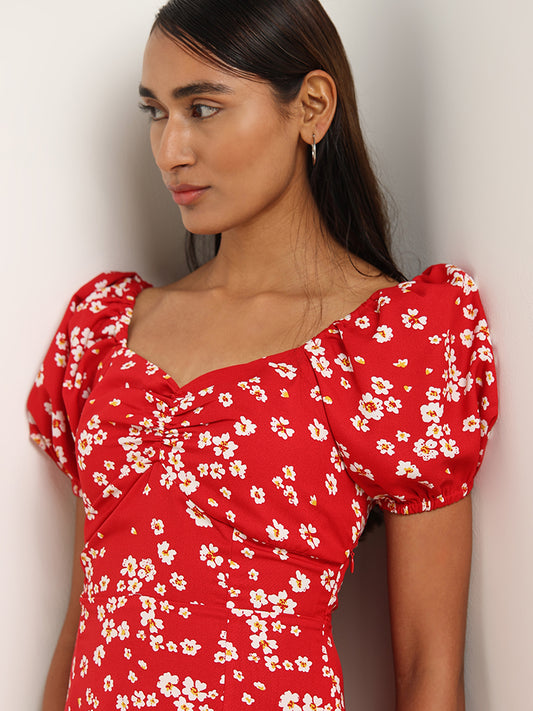 LOV Red Floral Dress