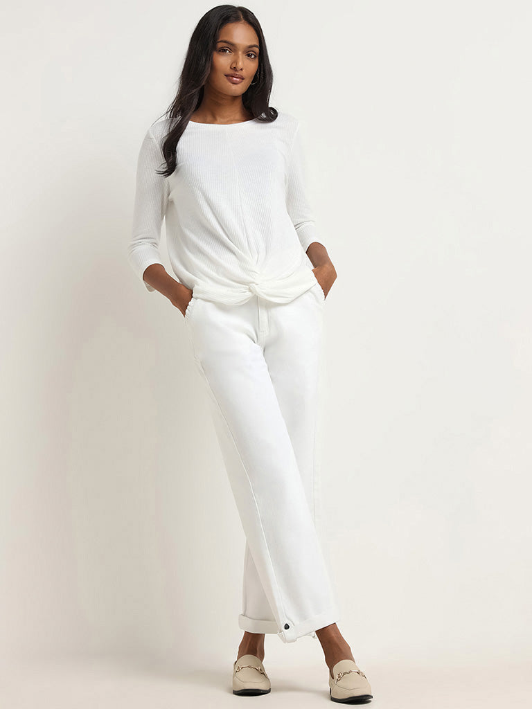 LOV White Knotted Top