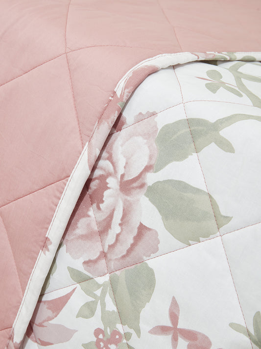 Westside Home Blush Pink Rose Printed Single Comforter