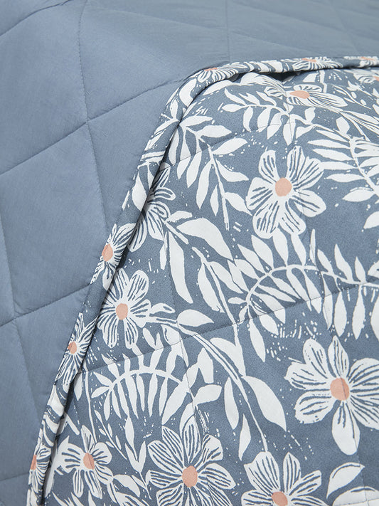 Westside Home Dusty Blue Floral Print Single Bed Comforter