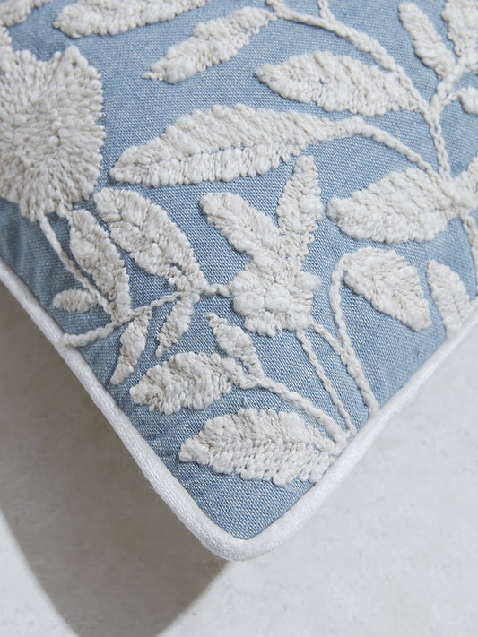 Westside Home Aqua Tropical Embroidered Cushion Cover