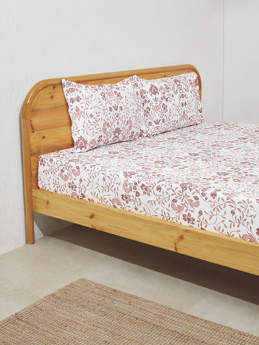 Westside Home Burgundy Vine King Bed Flat Sheet and Pillowcover Set