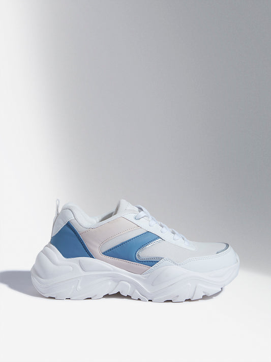 LUNA BLU Blue Perforated Chunky Sneakers