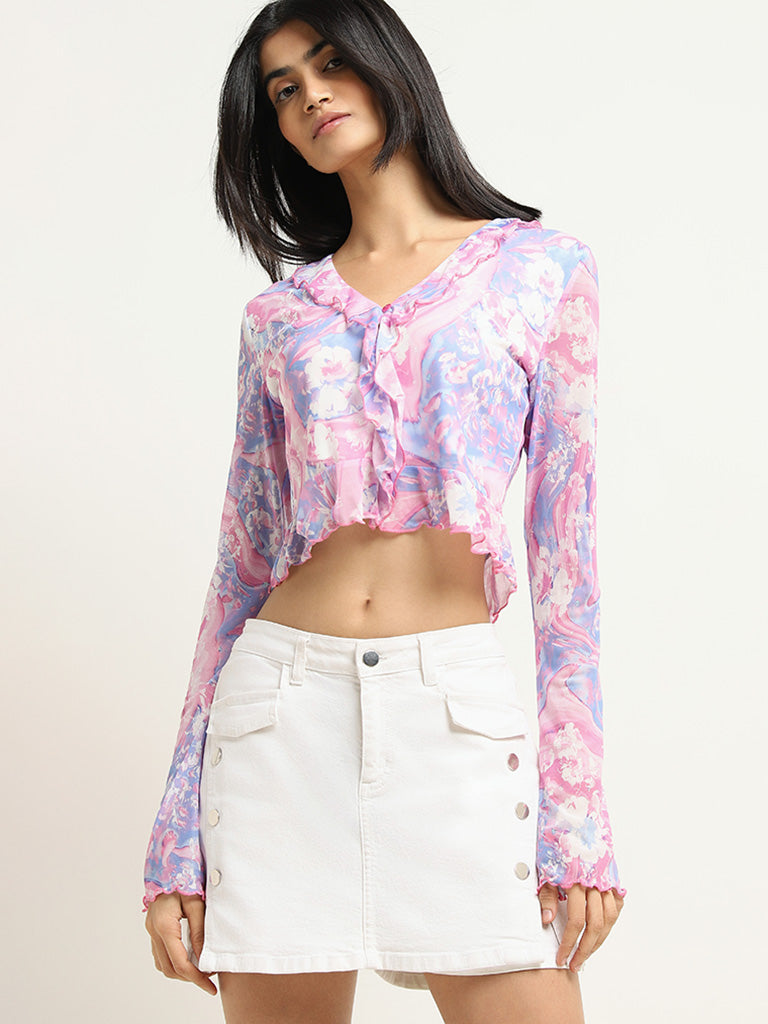 Nuon Pink Abstract Printed Top