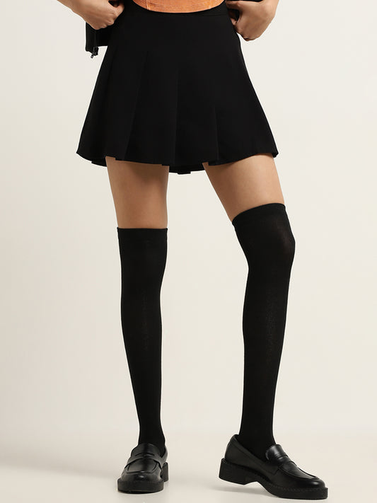 Nuon Black Plain Cotton Skirt
