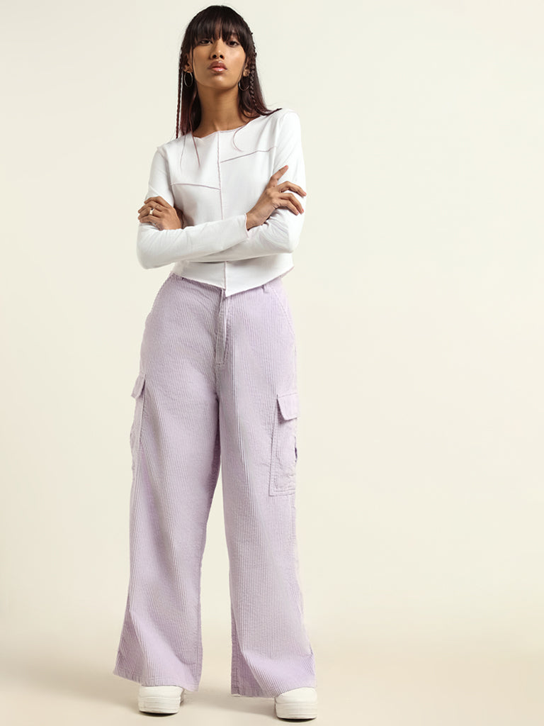 Nuon Purple Straight - Fit Mid Rise Jeans