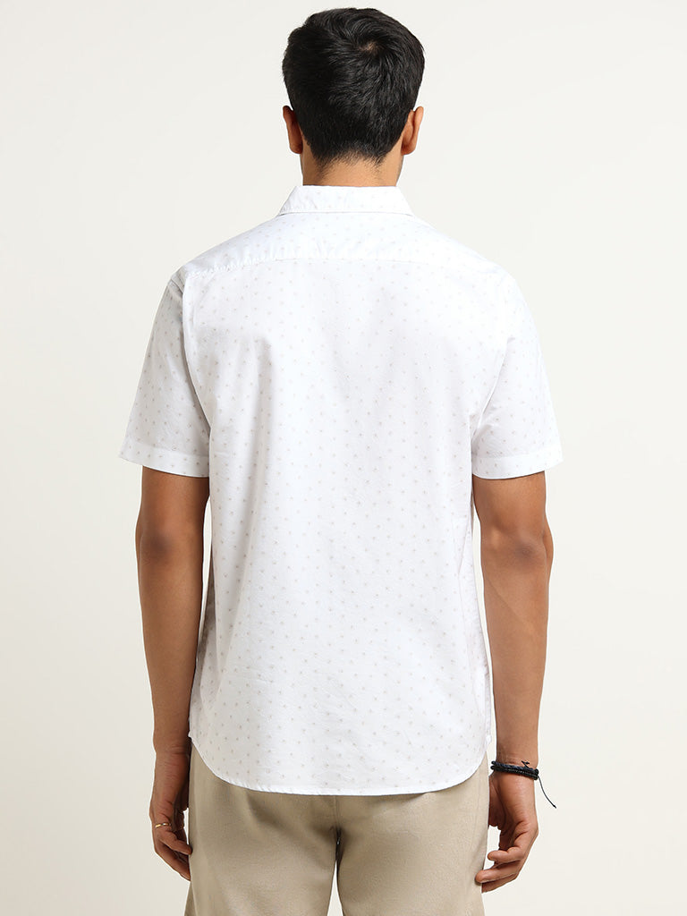 WES Casuals White Relaxed Fit Cotton Shirt