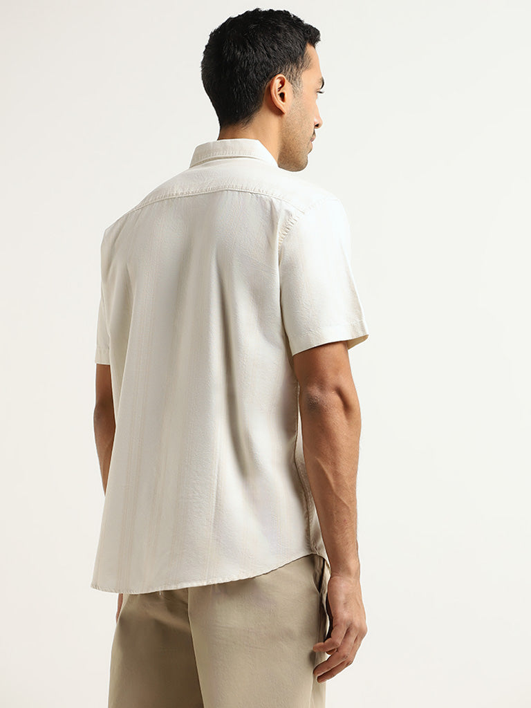 WES Casuals Cream Relaxed-Fit Shirt
