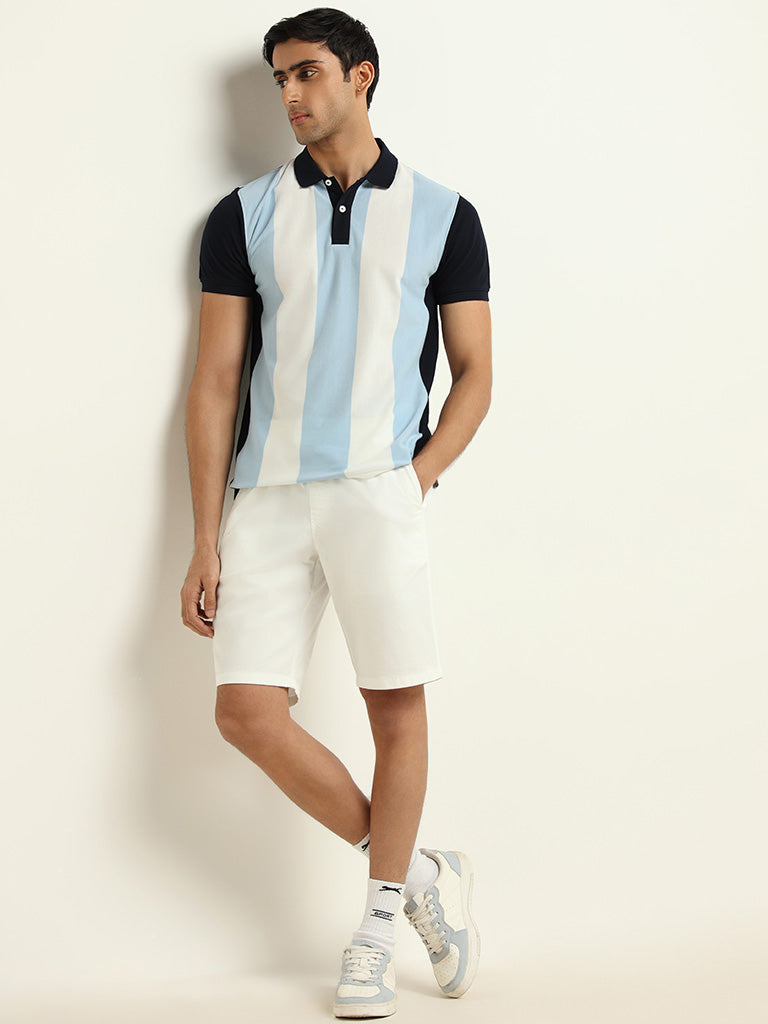 WES Casuals Navy Striped Relaxed Fit T-Shirt