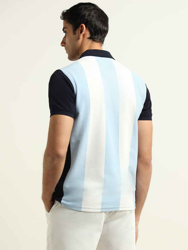 WES Casuals Navy Striped Relaxed Fit T-Shirt