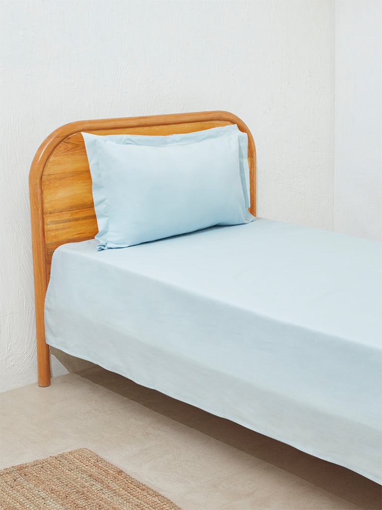 Westside Home Light Blue Single Bed Fitted Sheet and Pillowcase Set