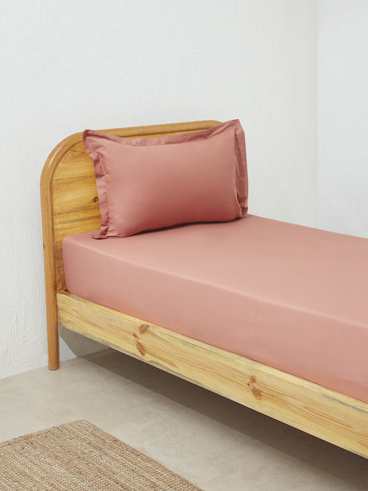 Westside Home Dusty Rose Single Bed Fitted Sheet and Pillowcase Set