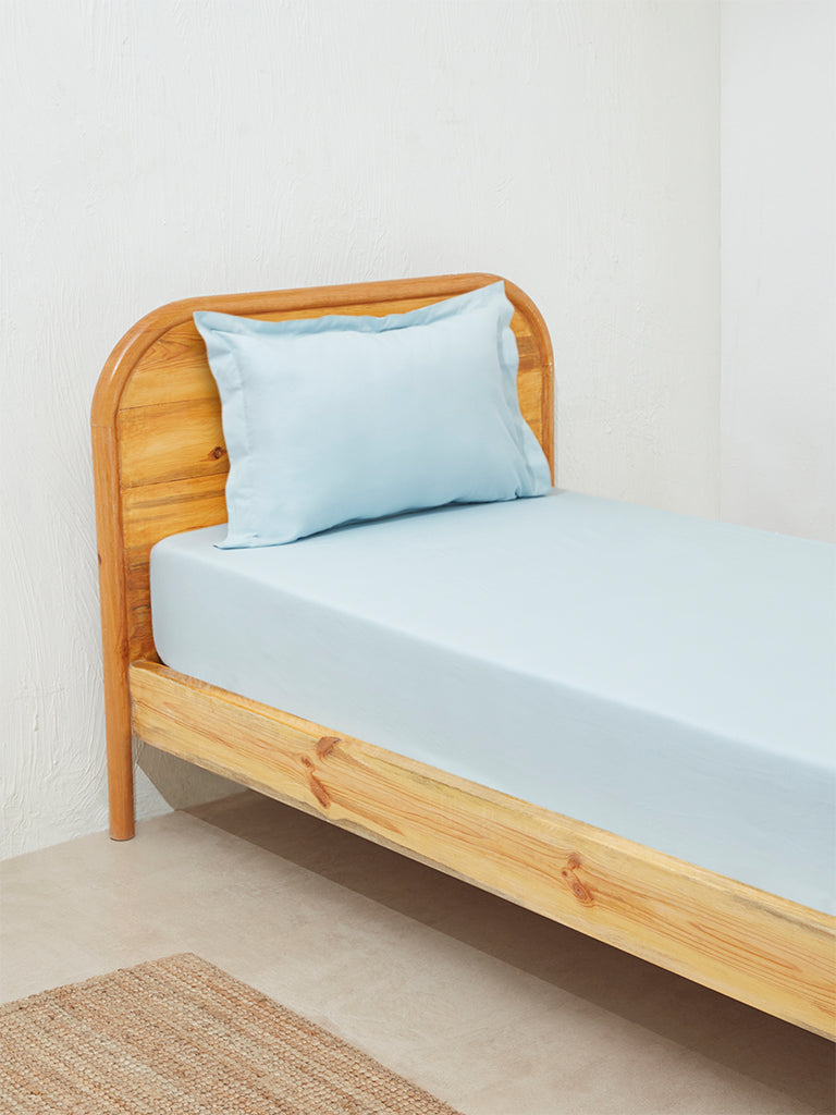 Westside Home Light Blue Single Bed Flat Sheet and Pillowcase Set