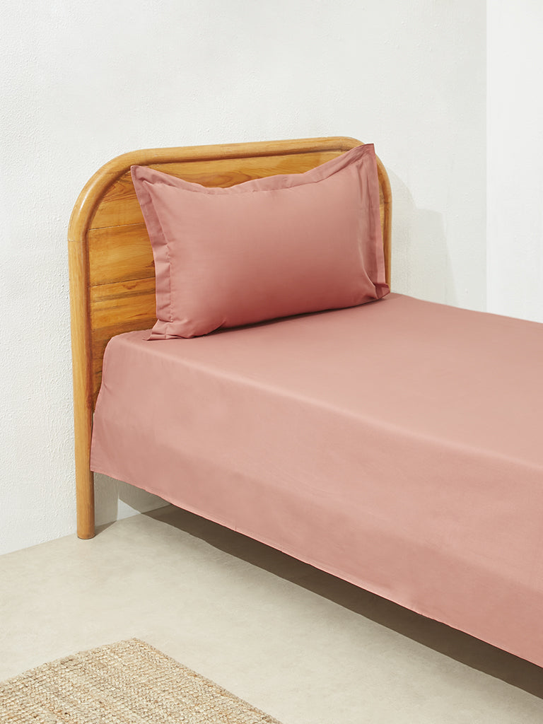 Westside Home Dusty Rose Single Bed Flat Sheet and Pillowcase Set