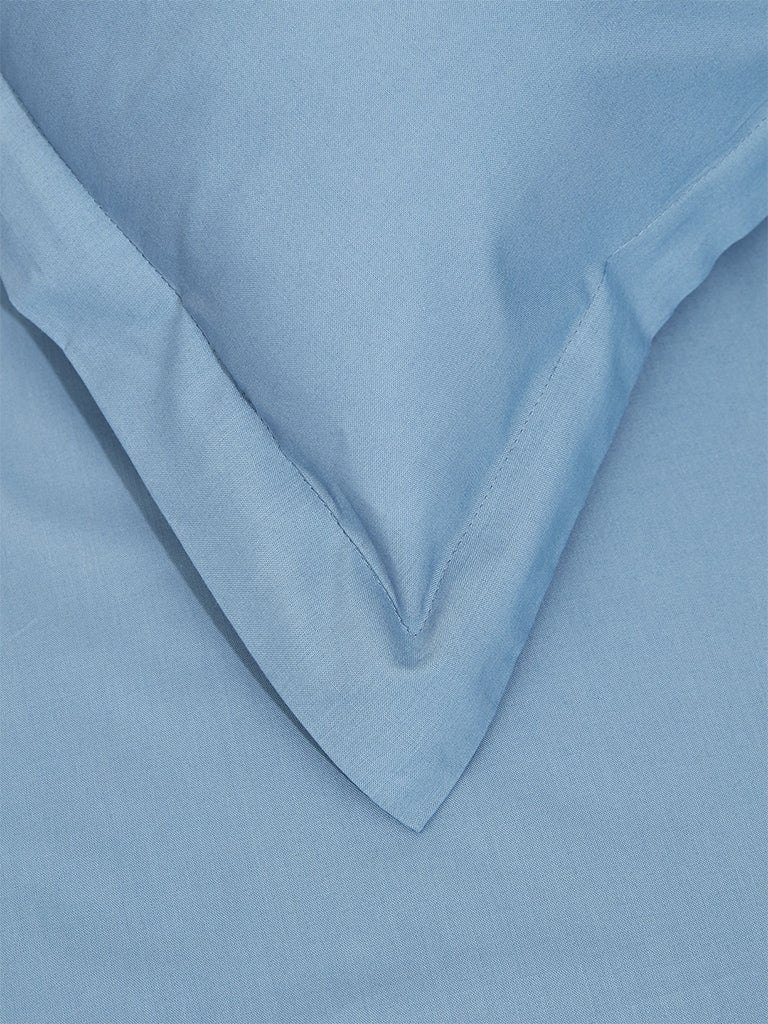Westside Home Blue Single Bed Flat Sheet and Pillowcase Set