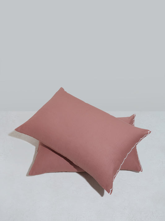 Westside Home Rust Scallop Design Pillow Cover (Set of 2)
