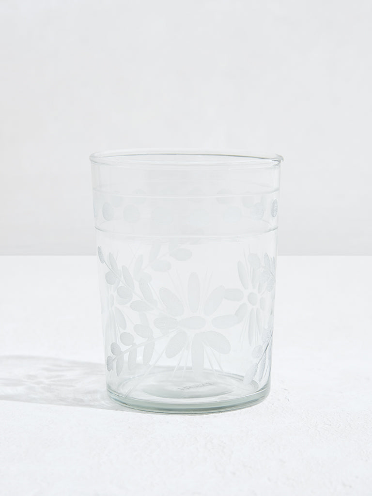 Westside Home Clear Floral Etched Water Glass
