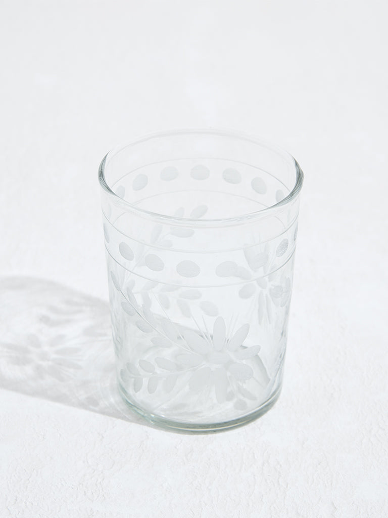Westside Home Clear Floral Etched Water Glass