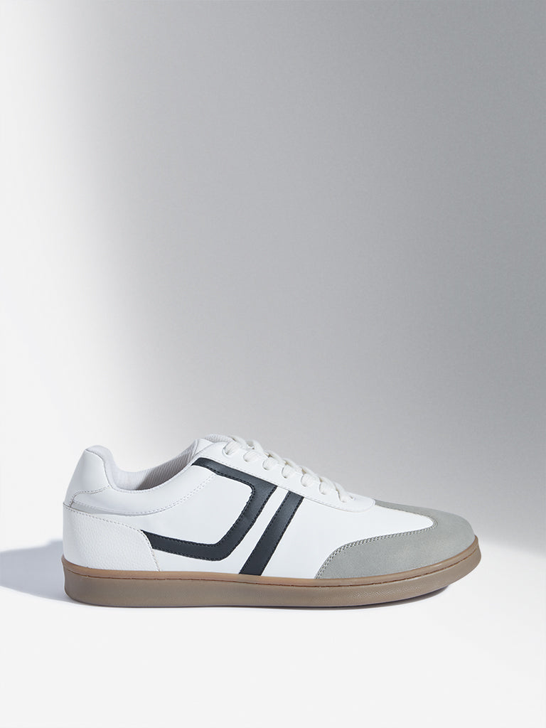 SOLEPLAY White Colour-Blocked Leather Sneakers