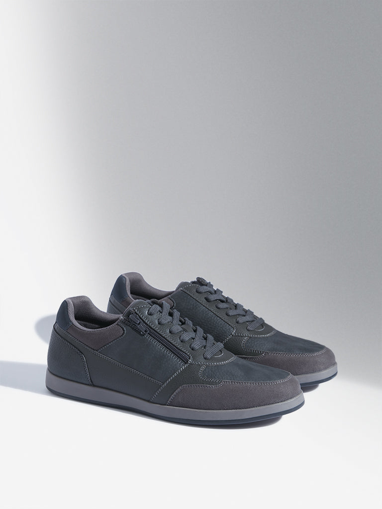 SOLEPLAY Dark Grey Solid Leather Sneakers