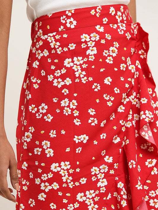 LOV Red Floral Skirt