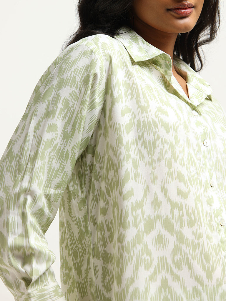 Utsa Green Ikat-Printed Tunic