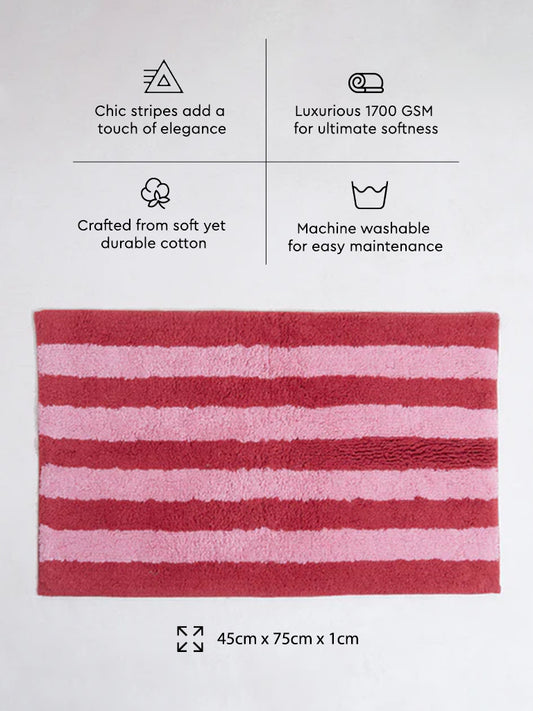 Westside Home Pink Striped Bathmat