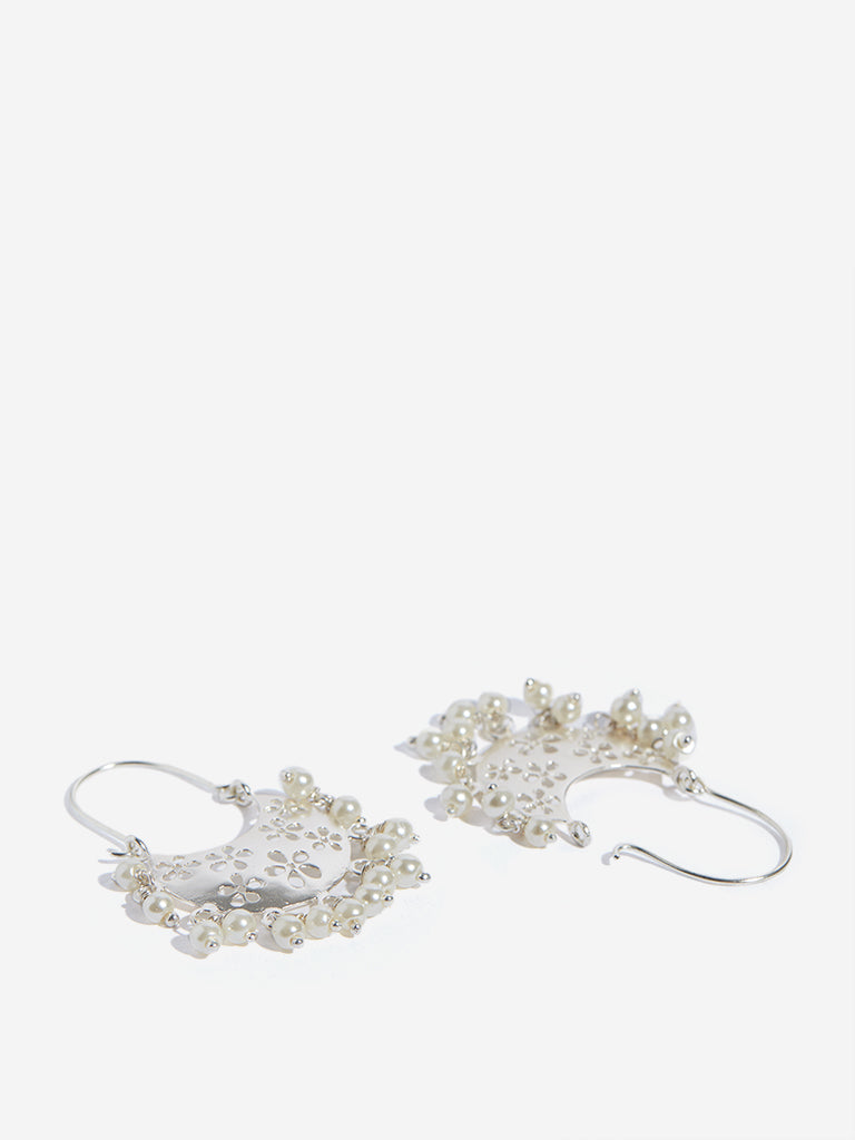 Westside Accessories Silver Faux Pearls Jhumka Earrings