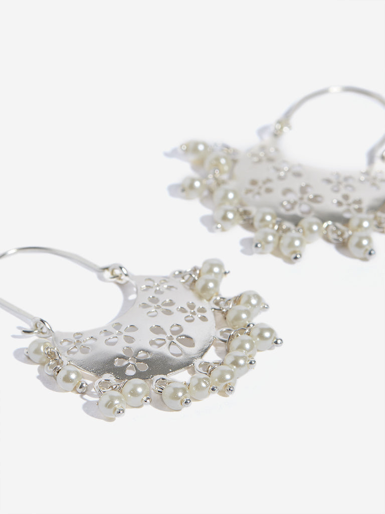 Westside Accessories Silver Faux Pearls Jhumka Earrings