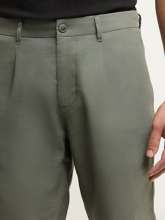 WES Casuals Green Relaxed Fit Shorts