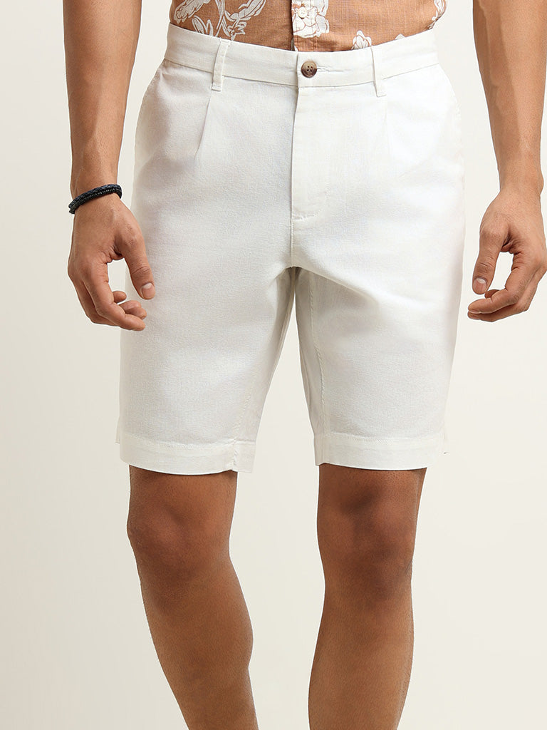 WES Casuals Off-White Relaxed Fit Shorts