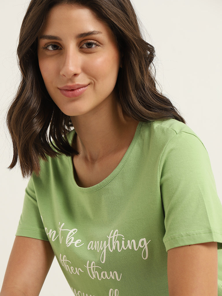Wunderlove Green Printed T-Shirt