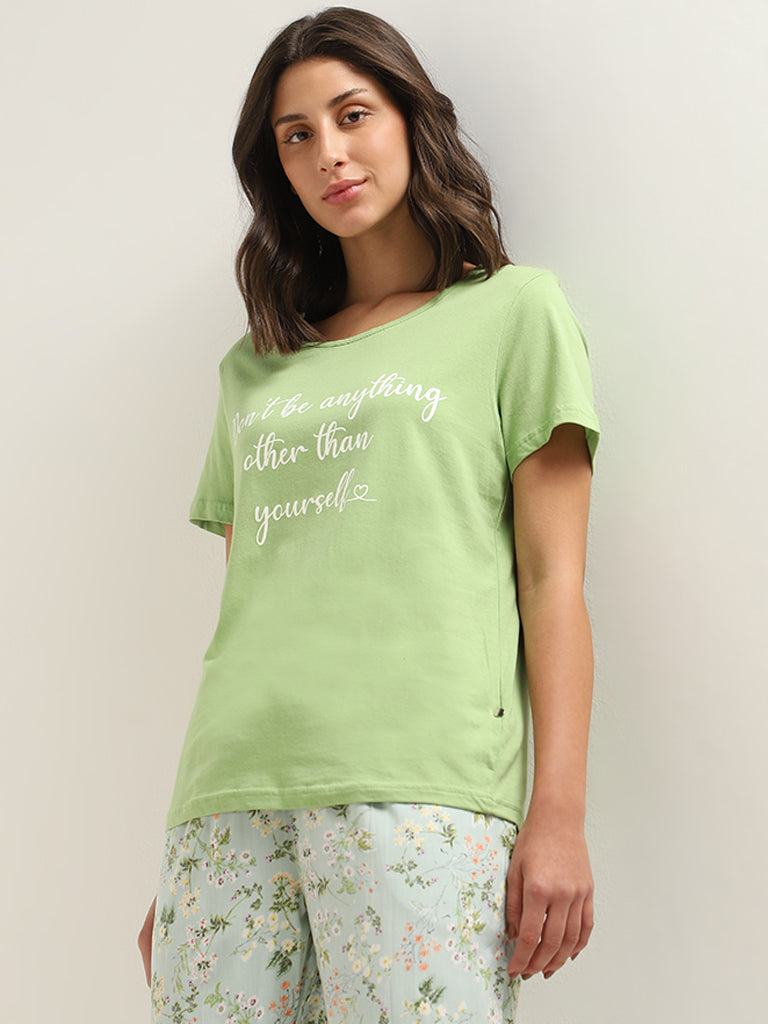 Wunderlove Green Printed T-Shirt