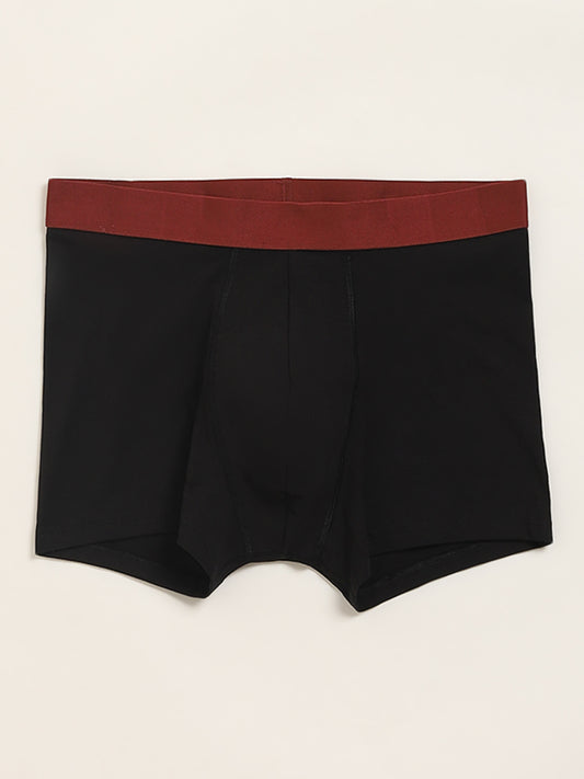 WES Lounge Black Cotton Blend Relaxed Fit Trunks - Pack of 3