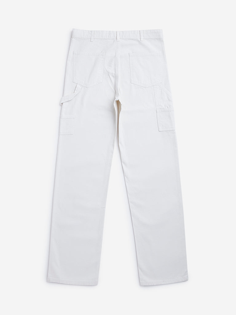Y&F Kids Off-White Mid Rise Straight Fit Jeans