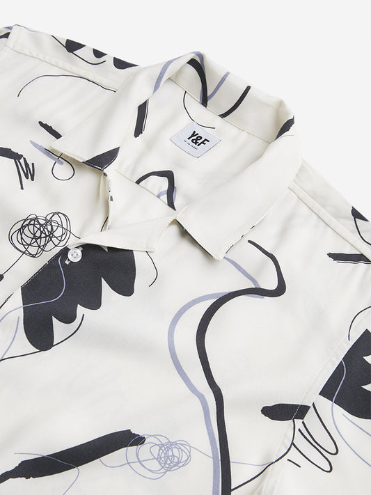 Y&F Kids Off-White Abstract Design Shirt