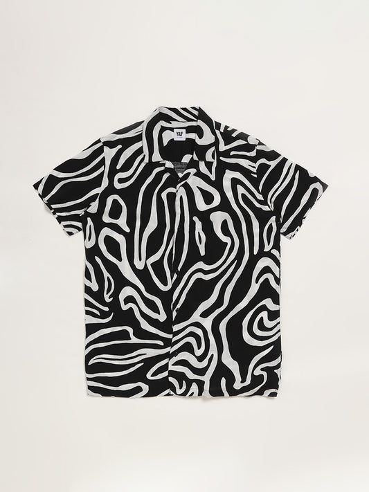 Y&F Kids Abstract Printed Black Shirt