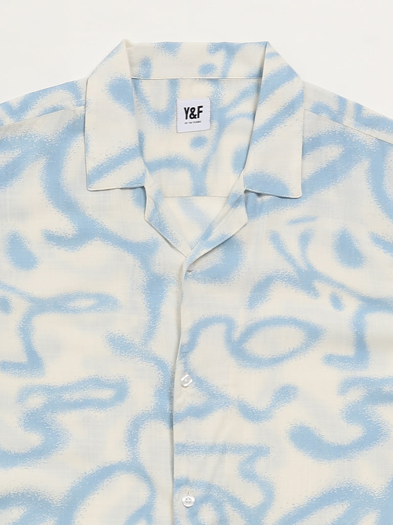 Y&F Kids Off-White Abstract Printed Shirt