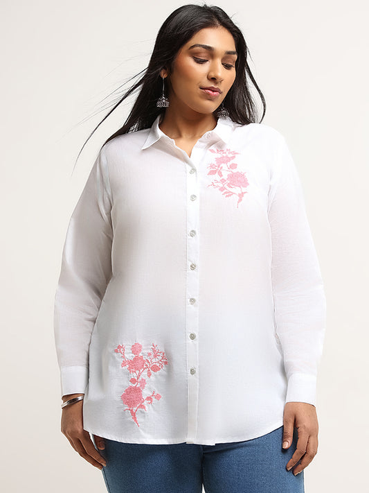 Diza White Floral Embroidered Tunic