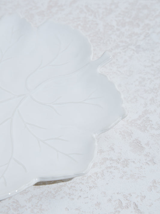 Westside Home White Leaf Design Platter - Small