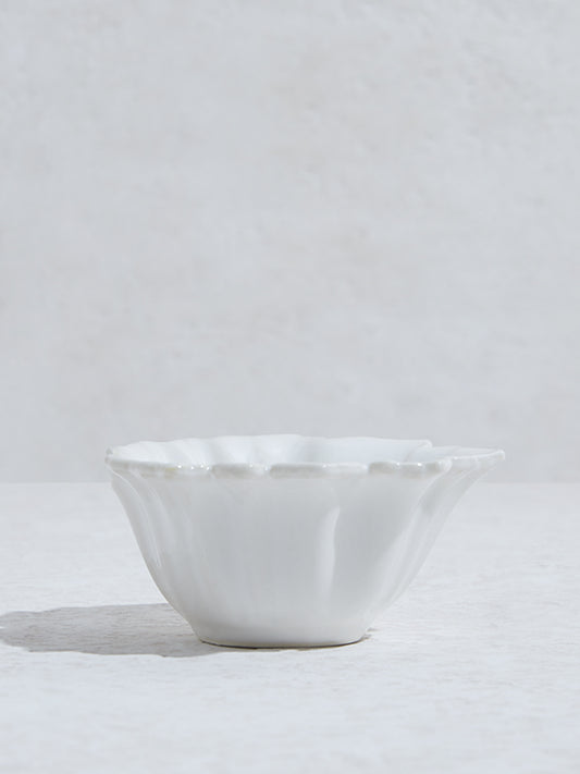 Westside Home White Leaf Design Bowl - Small