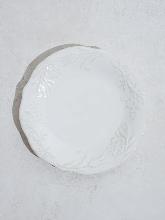 Westside Home White Floral Embossed Side Plate