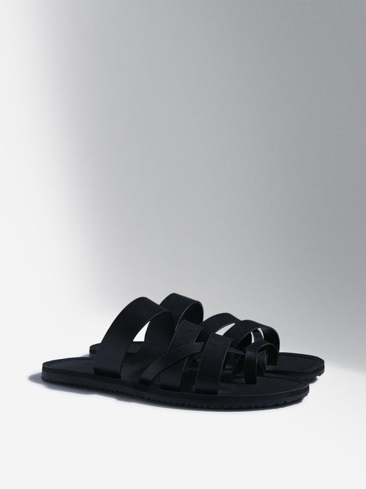 SOLEPLAY Black Strappy Leather Sandals