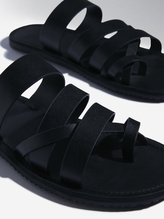 SOLEPLAY Black Strappy Leather Sandals