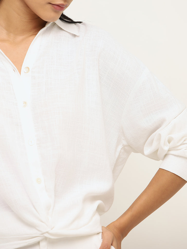 LOV White Plain Linen Shirt