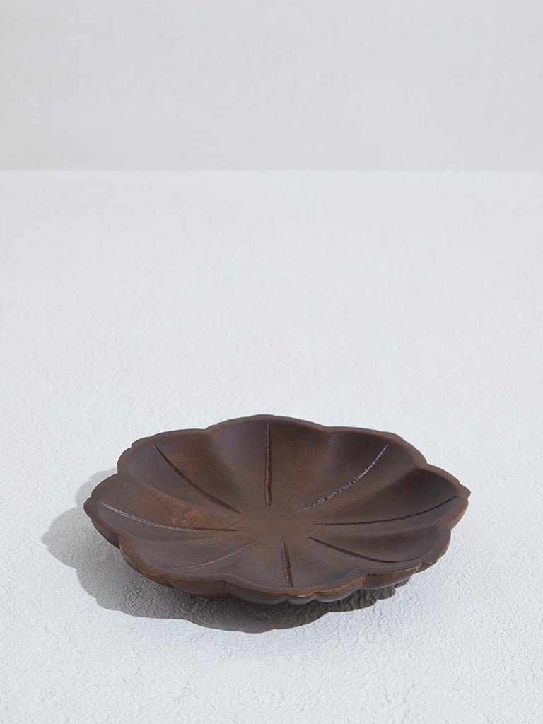 Westside Home Dark Brown Lotus Decorative Platter-Small