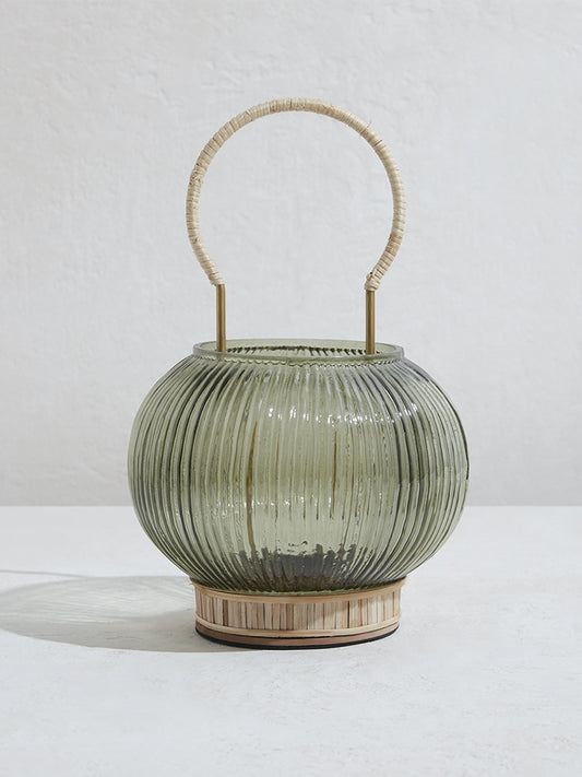 Westside Home Green Ribbed Candle Stand