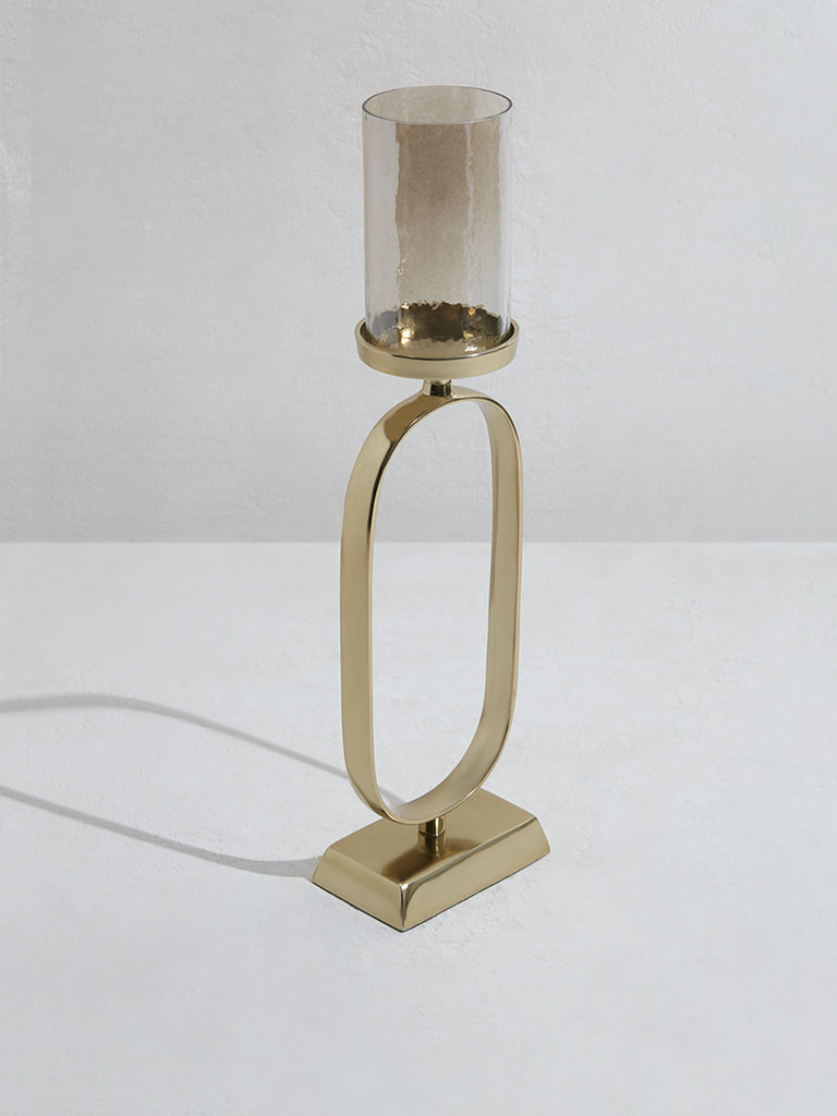 Westside Home Gold Oval Pillar Candle Stand - Large