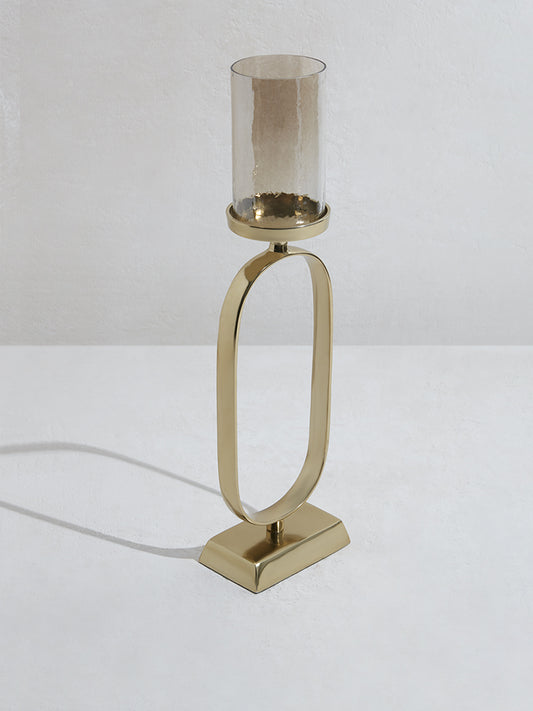 Westside Home Gold Oval Pillar Candle Stand - Large